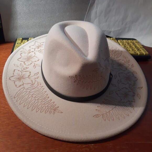 NEW ! Native American Tribe Hand Made Camel Sunflower Burnt Hat